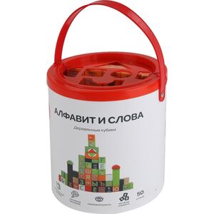 ξύλινα μπλοκ bo. "Αλφάβητο και Λέξεις" RUS
