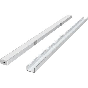 Σετ προφίλ LED, 2m, επιφανειακό, ανοδιωμένο, με λευκό κάλυμμα, στηρίγματα και κλιπς