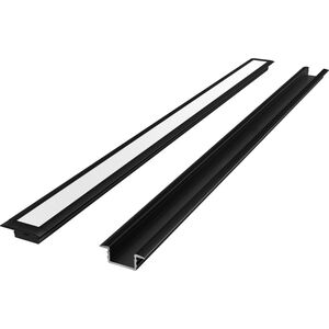 LED προφίλ κιτ, 2m, ενσωματωμένο, μαύρο, με λευκό κάλυμμα και κλιπ