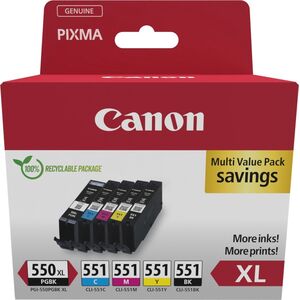 Πολυσυσκευασία μελανοδοχείων Canon PGI-550XL PGBK/CLI-551 (6431B009), PGBK/C/M/Y/BK