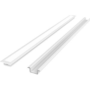 LED προφίλ σετ, 2m, ενσωματωμένο, λευκό, με λευκό κάλυμμα και κλιπ