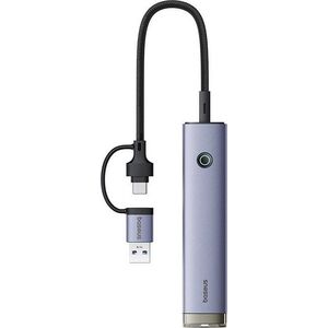 Hub 4w1 Baseus UltraJoy USB-A&USB-C do 3xUSB3.0+USB-C+RJ45 (szary)
