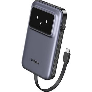 Powerbank 10000mAh Ugreen Uno PB511, 30W, wbudowany kabel USB-C (szary)