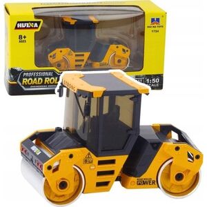 Walec Drogowy Metalowy Pojazd Budowlany Huina Żółty 1:50