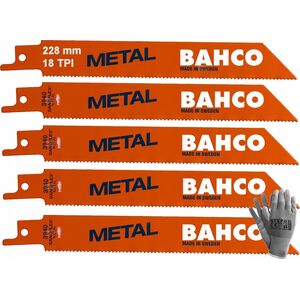 Bahco Bahco Tiesinio pjūklo geležtės Sandflex Bi-Metal 228mm*0,9mm ST 18TPI, Metalui 5vnt