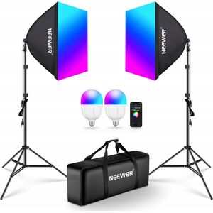 Zestaw Oświetleniowy 2x Softbox 60cm / Statyw 210cm / 90 Żarówka Rgb Bluetooth / Nk800