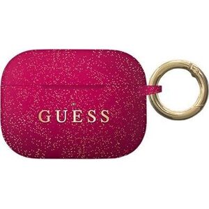 Guess Etui ochronne GUACCSILGLFU Silicone Glitter do AirPods Pro bordowe