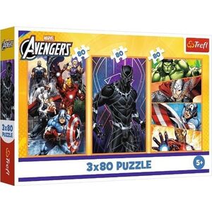 Puzzle 3x80 elementów Dni pełne akcji Avengers Trefl