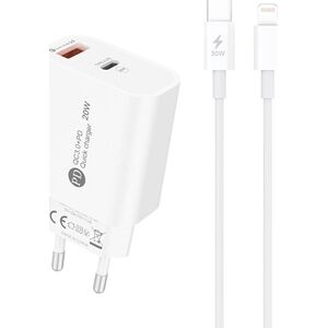 Φορτιστής τοίχου A6MaxL 20W USB-A USB-C με καλώδιο USB-C - Lightning 1m - λευκός