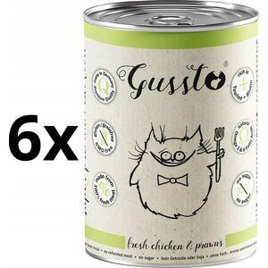 GUSSTO pusz.400g FRESH CHICKEN & PRAWNS    /6 Pokarm dla kota z KURCZAKIEM I KREWETKAMI