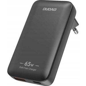 Ładowarka sieciowa podróżna GaN Dudao A65Q 65W USB-A / USB-C PD ultracienka EU / US - czarna