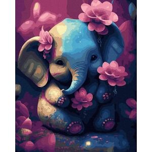 Norimpex Malowanie po numerach - Słoń z kwiatami 40x50 cm