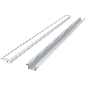 LED προφίλ σετ, 2m, ενσωματωμένο, ανοδιωμένο, με λευκό κάλυμμα και κλιπ