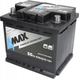 Μπαταρία 4MAX 12V 50Ah/470A (P+ τυπικός πόλος) 207x175x190 B13 - βάση ύψους 10.5 mm (εκκίνησης)