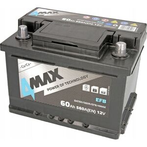Μπαταρία 4MAX 12V 60Ah/560A START&STOP EFB (P+ biegun standardowy) 242x175x175 B13 - stopka o wysokości 10.5 mm (efb/rozruchowy)