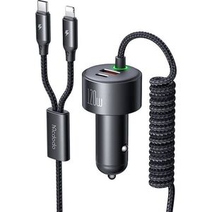 Ładowarka samochodowa Mcdodo CC-0370, USB-C, Lightning, 120W, chowane kable