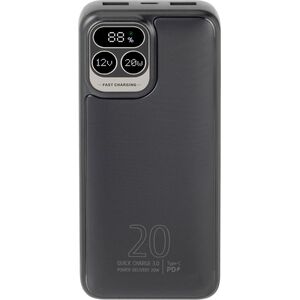 RivaCase POWERBANK 20.000 MAH USB-C 20W LCD, 1X WE/WY USB-C PD 20W, 2X USB-A QC 3.0 18W, CZARNY