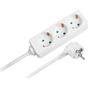 Listwa zasilająca Rebel Przedłużacz biały KEMOT 3 gniazda typu niemieckiego, kabel 3m (1,5mm)