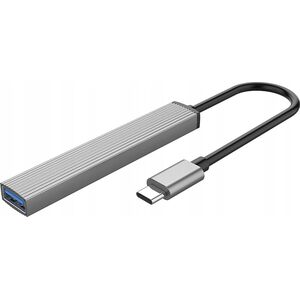 HUB 4 θυρών input: USB-C 3.0 / output: 1x USB-A 3.0 + 3x USB-A 2.0 καλώδιο 0,15M - γκρι