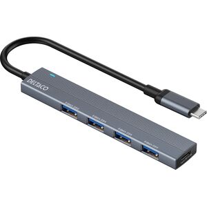 USB-C διανομέας DELTACO, 5 Gbps, 4x θύρα USB-A, αλουμίνιο, γκρι / USBC-HUB206 / 1903173