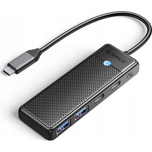 HUB 4-port input: USB-C 3.0 PD100W / output: 2x USB-A 3.0 + USB-C 3.0 καλώδιο 0,15M - μαύρο
