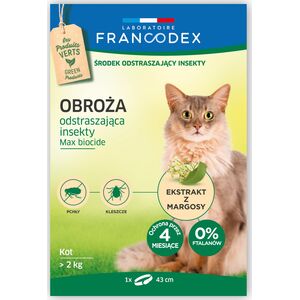 Francodex FRANCODEX Obroża dla kotów powyżej 2 kg odstraszająca insekty - 4 miesiące ochrony, 43 cm
