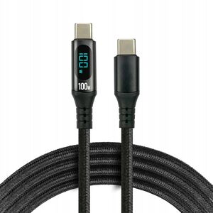 Πλεκτό καλώδιο USB-C -> USB-C 1m 100W ενσωματωμένη οθόνη μαύρο
