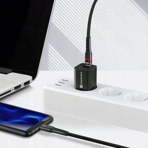 Πλεκτό καλώδιο USB-C -> USB-C 2m 240W RGB μαύρο