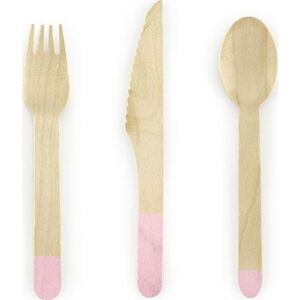 Party Deco Sztućce drewniane, jasnoróżowe, 16cm, 18 szt. uniwersalny