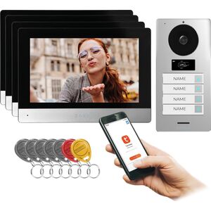 Orno GAYD MULTI4, zestaw wideodomofonowy czterorodzinny, 2-żyłowy, 8", Wi-Fi, ekran dotykowy, 2MP Full HD, RFID