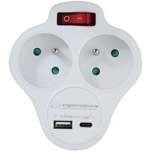 ELK311W Esperanza rozgałęźnik elektr. 2 gn. usb-c usb-a wł. biały