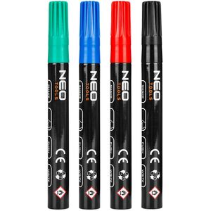 Marker budowlany gruby, 4 kolory, permanentny, wodoodporny, lakierowy, aluminiowy, 4 szt