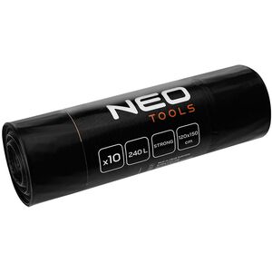 Worki budowlane 240 L, czarne, 10 sztuk, 60 mic