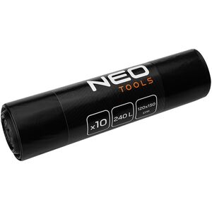Worki budowlane 240 L, czarne, 10 sztuk, 45 mic