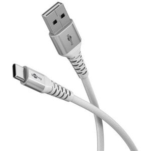 Super miękki kabel tekstylny USB-C z metalowymi złączami, 3 m, biały - Długość kabla 3 m