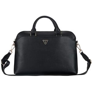 Bag Guess Grained Zipper Pocket Triangle Logo 15" black