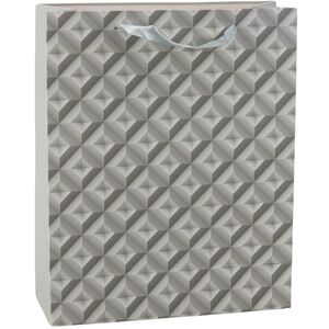 Torba Prezentowa Efekt Geometrii 3D Szara 32 x 26 x 10,5 cm