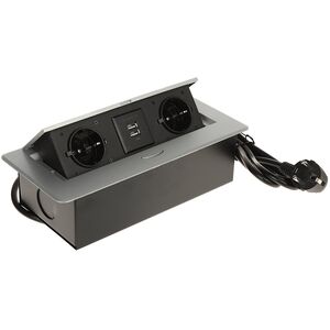 LISTWA ZASILAJĄCA MEBLOWA FPS-2S2U/CABLE (2 GNIAZDA + 2  USB)