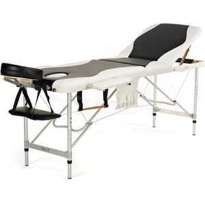 Bodyfit Łóżko do masażu 3 segmentowe aluminiowe czarno-białe (1038)