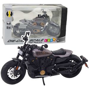 Μοτοσικλέτα Chopper Μεταλλική Φώτα Ήχοι Μαύρο Γκρι Στοιχεία 1:12