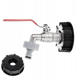 Σετ – IBC καπάκι S60x6 + βρύση 3/4" με έξοδο σε GZ 1" + νίπελ για ταχυσύνδεσμο – mauser (40)