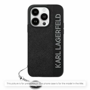 Θήκη Karl Lagerfeld Saffiano Crystals με αλυσίδα για iPhone 16 Pro μαύρο