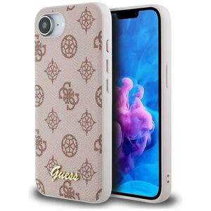 Θήκη Guess Peony Script Logo MagSafe για iPhone 16e καφέ