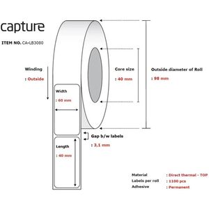 Capture CA-LB3080 ετικέτες για εκτύπωση Λευκό