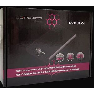 LC-Power 2,5'' SATA HDD Θήκη USB 3.2 Μαύρο LC-25U3-C4, USB-C, Έως 5 GB/s