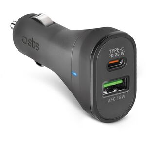 Φορτιστής αυτοκινήτου SBS TECRPD25W 25W USB-A USB-C με Power Delivery - μαύρη