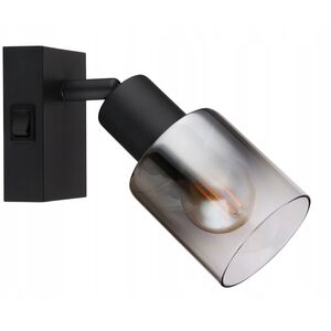 Προβολέας GLOBO HUBERTUS, 1xE14, 40W, 230V, με διακόπτη, ματ μαύρο φινίρισμα, 7x16x14cm