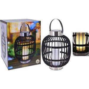 Ogrodowa latarenka solarna LED, ze świecą, czarna, 35 cm