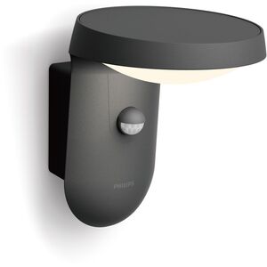 Φωτιστικό τοίχου LED εξωτερικού χώρου PHILIPS Tyla, IP44, 9W, 4000K, 930lm, με αισθητήρα κίνησης, ανθρακί χρώμα
