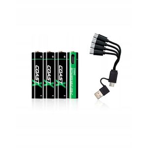 1x4 Coast Zithion-X Micro AAA Επαναφορτιζόμενη μπαταρία USB-C